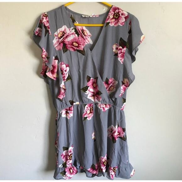Umgee Women's Large Floral V-Neck Romper - Picture 8 of 10